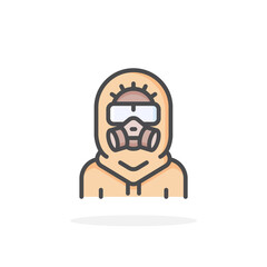 Protective suit icon in filled outline style.
