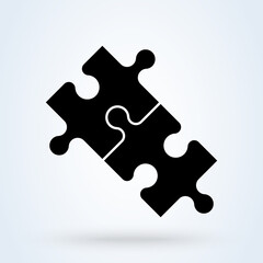 Puzzle pieces and problem solving icon or logo. puzzle game fully editable concept. puzzles and solutions, compatibility illustration.
