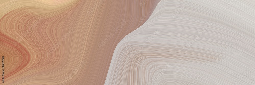 Leinwandbilder abstract decorative horizontal banner with rosy brown, pastel gray and silver colors. fluid curved l