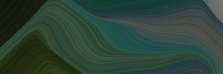 abstract modern header with dark slate gray, dim gray and very dark green colors. fluid curved flowing waves and curves for poster or canvas