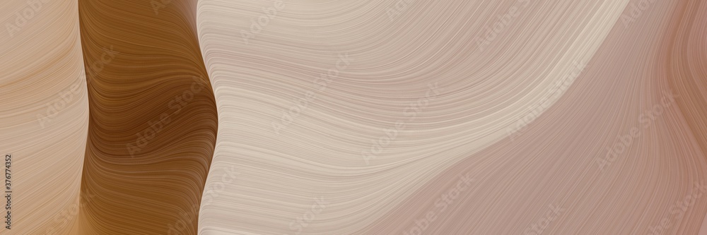 Poster abstract colorful banner with tan, saddle brown and brown colors. fluid curved lines with dynamic flowing waves and curves for poster or canvas