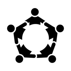 circle of pictogram people icon, silhouette style