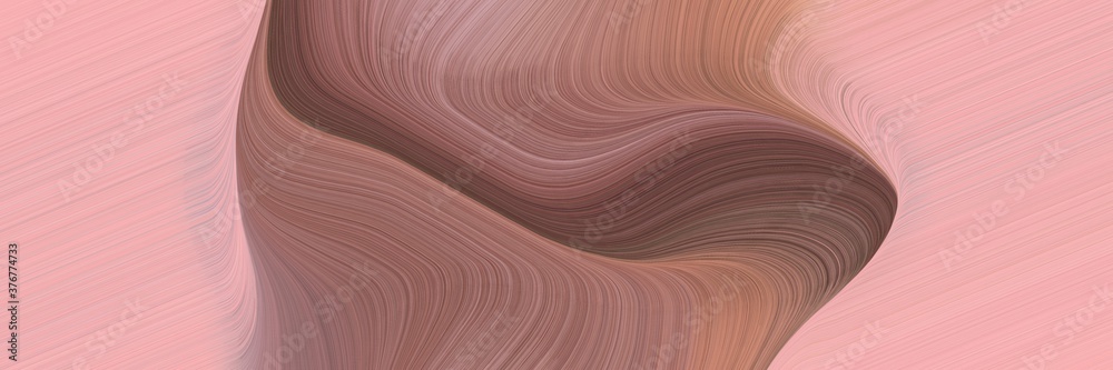Poster abstract flowing horizontal header with tan, pastel magenta and old mauve colors. fluid curved flowing waves and curves for poster or canvas
