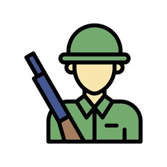 administrative related army boy character with uniform and cap vector with editable stroke,