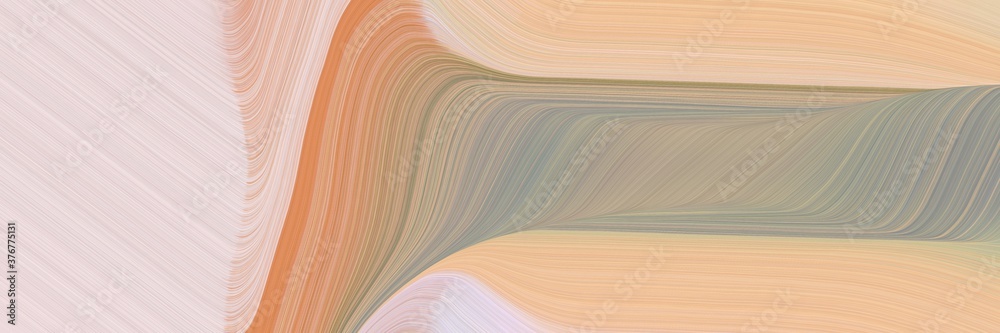 Poster abstract modern designed horizontal banner with tan, pastel pink and gray gray colors. fluid curved lines with dynamic flowing waves and curves for poster or canvas