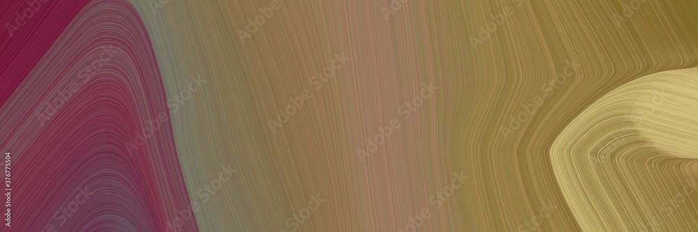 Poster abstract modern horizontal header with pastel brown, old mauve and dark khaki colors. fluid curved lines with dynamic flowing waves and curves for poster or canvas