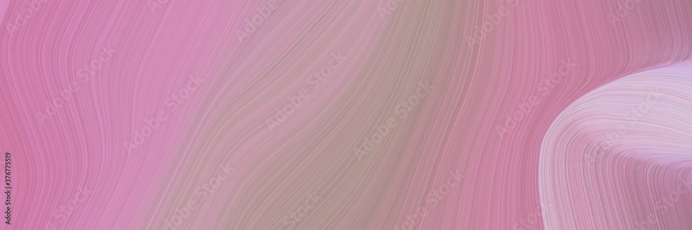 Poster abstract artistic horizontal banner with rosy brown, thistle and mulberry colors. fluid curved flowi