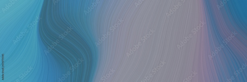 Poster abstract surreal header design with blue chill, slate gray and light slate gray colors. fluid curved lines with dynamic flowing waves and curves for poster or canvas