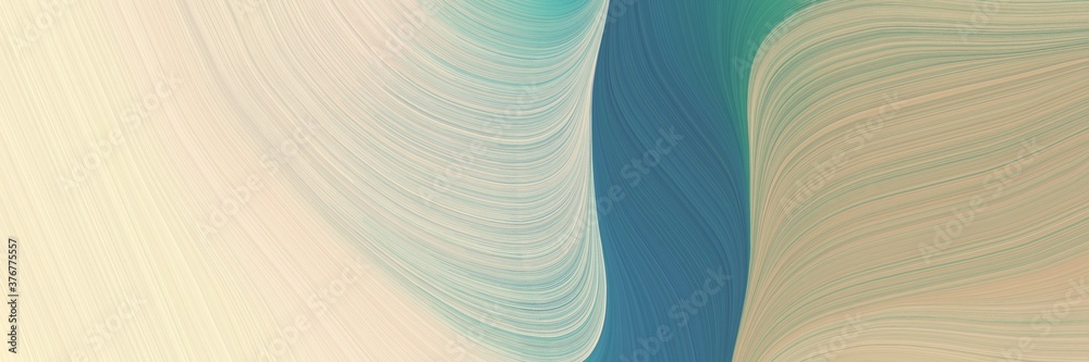 Leinwandbilder abstract flowing horizontal banner with pastel gray, teal blue and wheat colors. fluid curved lines 