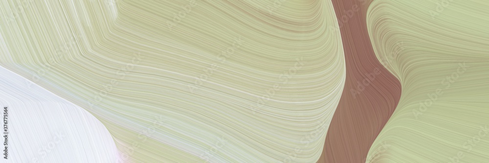 Poster abstract dynamic horizontal banner with ash gray, pastel brown and lavender colors. fluid curved lines with dynamic flowing waves and curves for poster or canvas