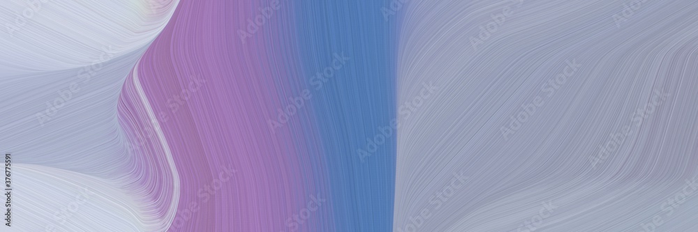 Poster abstract colorful banner with pastel purple, steel blue and light gray colors. fluid curved lines wi