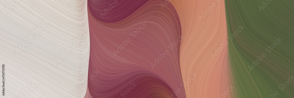 Poster abstract moving horizontal banner with pastel brown, pastel gray and dark salmon colors. fluid curve