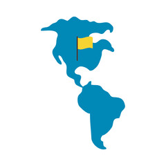 America map with flag icon, flat style