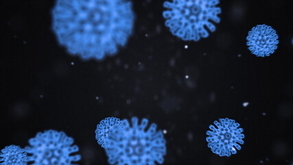Fototapeta na wymiar Virus And Bacteria Under Electron Microscope. Viral Epidemic Disease. Health Concept. Pathogens, information on the new 2019-nCoV coronovirus, SARS. The epidemic in China