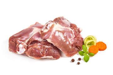 Raw turkey chops, isolated on white background