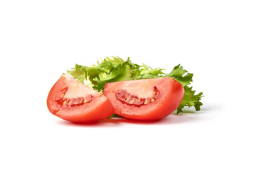 Fresh juicy tomatoes, isolated on white background