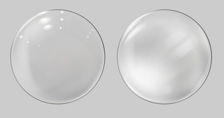 Realistic glass sphere. Transparent ball, realistic bubble