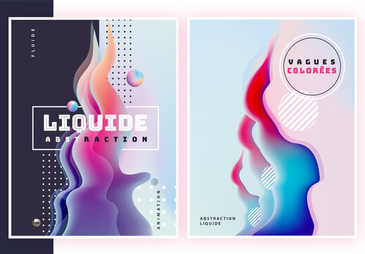 Ensemble d&rsquo;affiches abstraites liquides