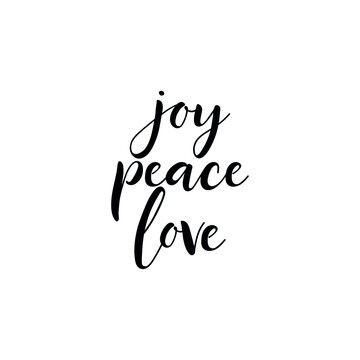 Joy peace love. Vector illustration. Christmas lettering. Ink illustration. t-shirt design.