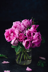 Bouquet of pink garden roses