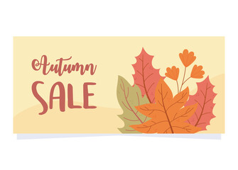 autumn sale, season marketing promotion, shopping sale or promo poster