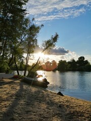 sunset over the river
