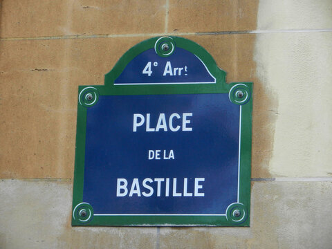 Typical paris street sign Place de la Bastille