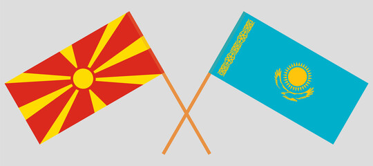 Crossed flags of North Macedonia and Kazakhstan