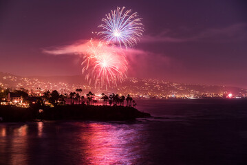 Firework display in Laguna Beach, California