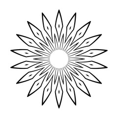 Abstract decorative geometric circle design element.