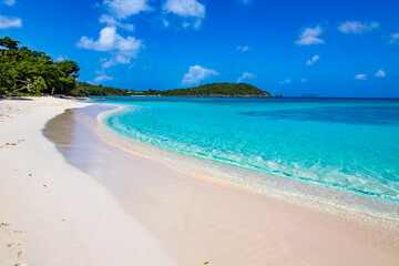turquoise water laps ontBay in St John.