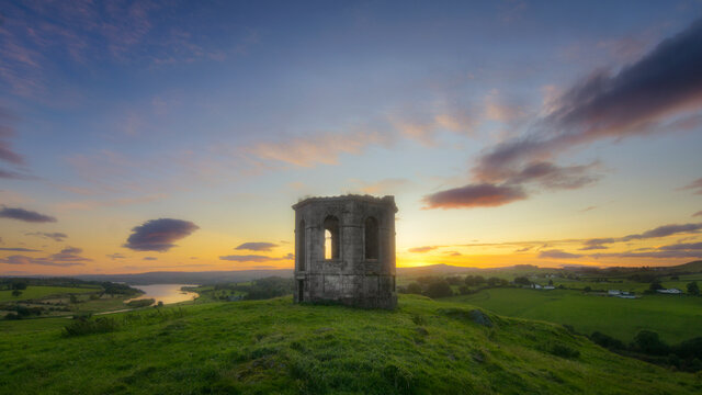 View of old guard tower during sunset