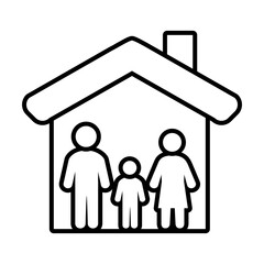 family in the house icon, line style