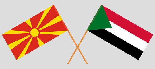 Crossed flags of North Macedonia and Sudan
