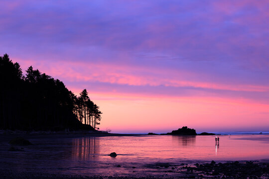 Scenic view of Ruby Beach during sunrise