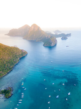 Aerial view of sea and mountains