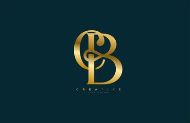 Simple letter CB monogram stylish type gold design logo - obrazy, fototapety, plakaty