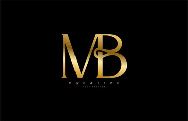 Simple letter MB monogram stylish type gold design logo