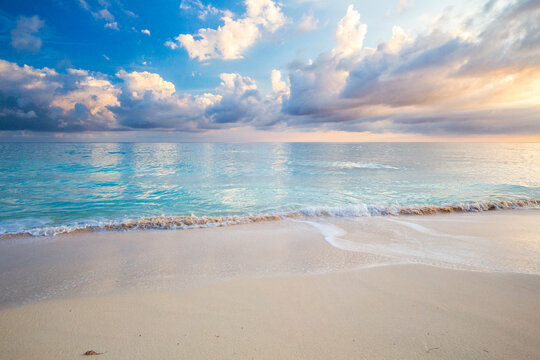 White sand beach during sunrise - Powered by Adobe