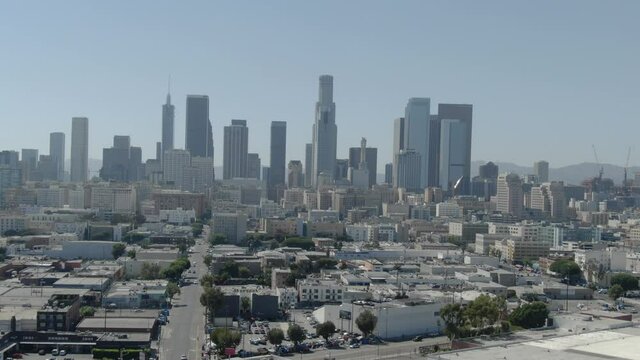 Los Angeles Downtown Skid Row Towards Financial District Aerial L California USA