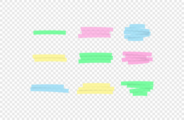 Highlight color marker line in transparent background. Pen drawn concept in vector flat