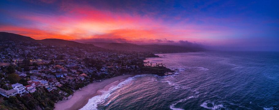 View Of Laguna Beach City During Sunset