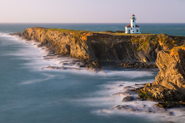 View of Cape Arago Lighthouse during sunset