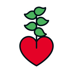 heart plant icon, line and fill style