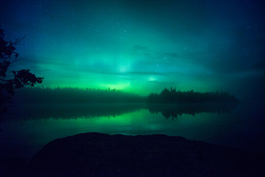 Scenic view Aurora Borealis over Cherokee Lake