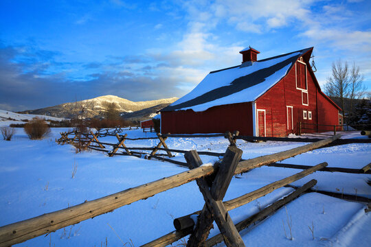 Red barn in Bozeman, Montana