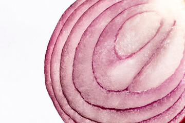 Red onions on white background in Brazil