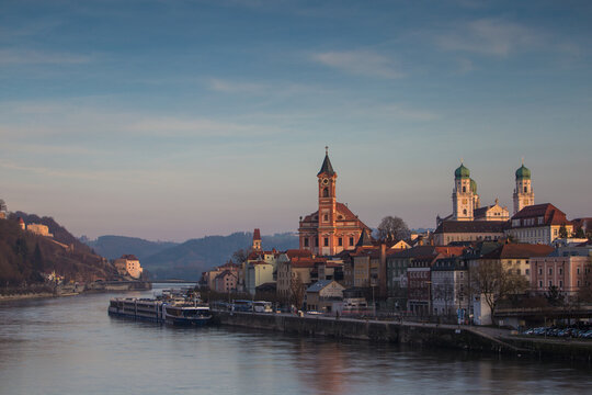 View of Passau city during sunset