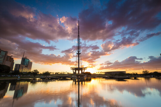 Scenic view of city during sunset