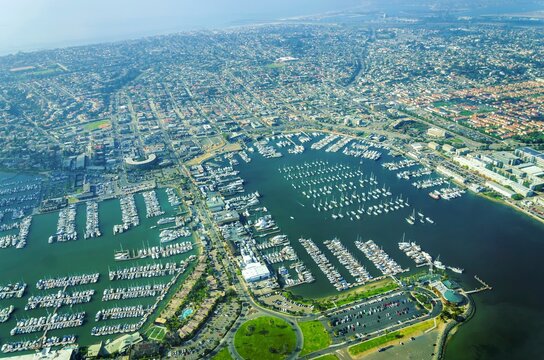 Aerial view of Point Loma Marina, San Diego, California